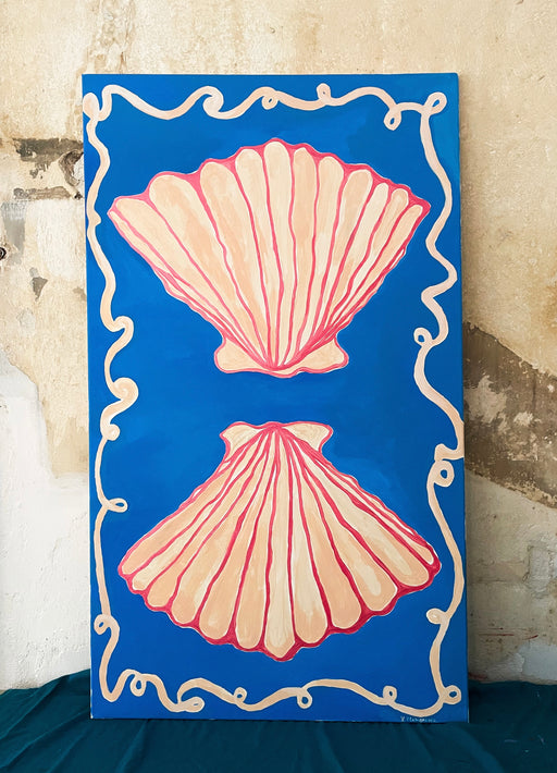 SHELLS IN BLUE - PAINTING ON CANVAS 120 X 70 CM