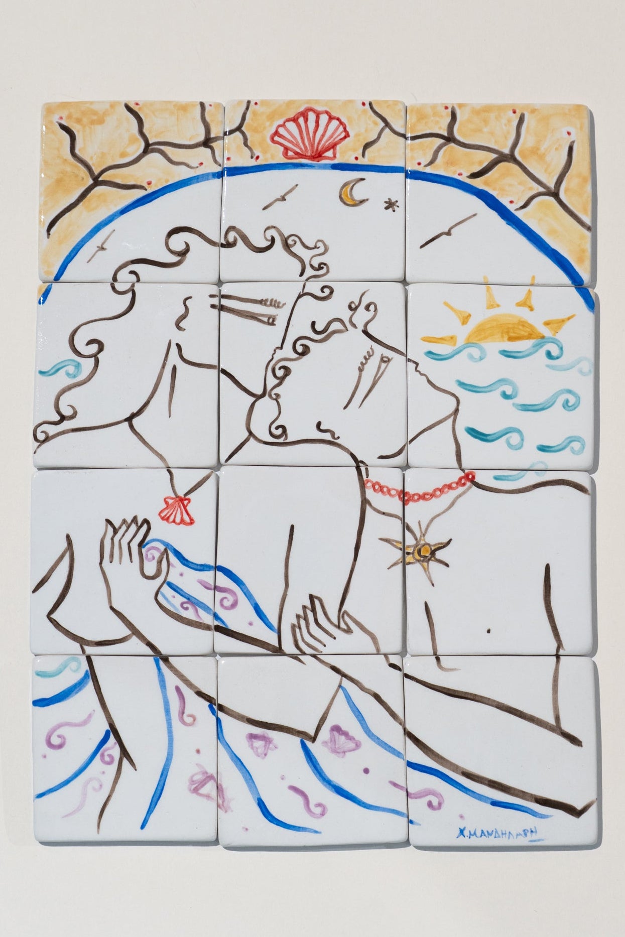 EROS & PSYCHE - MOSAIC PAINTING 30CM X 40CM