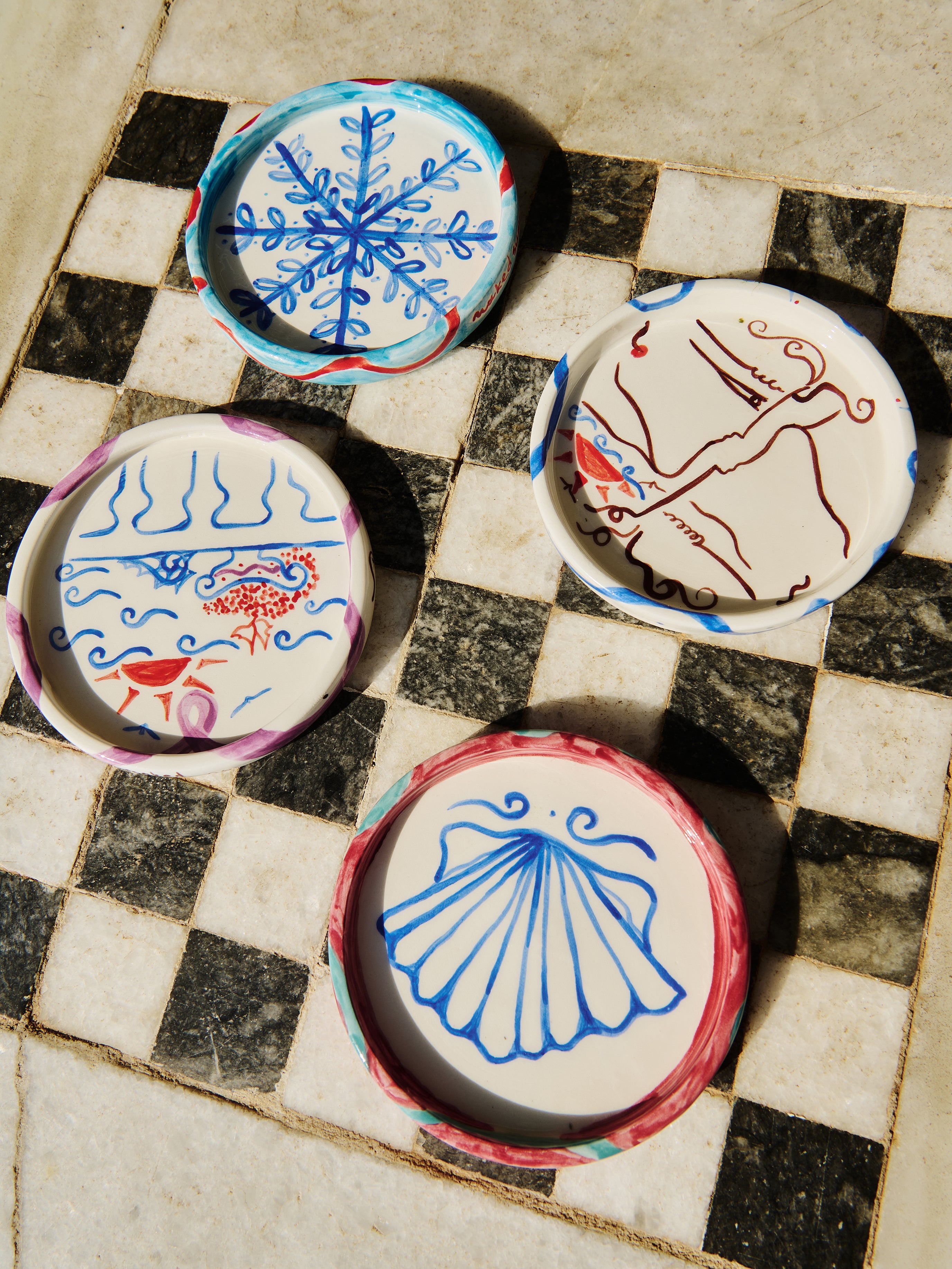 SMALL CERAMIC PLATES - SET OF 4 OR SINGLES