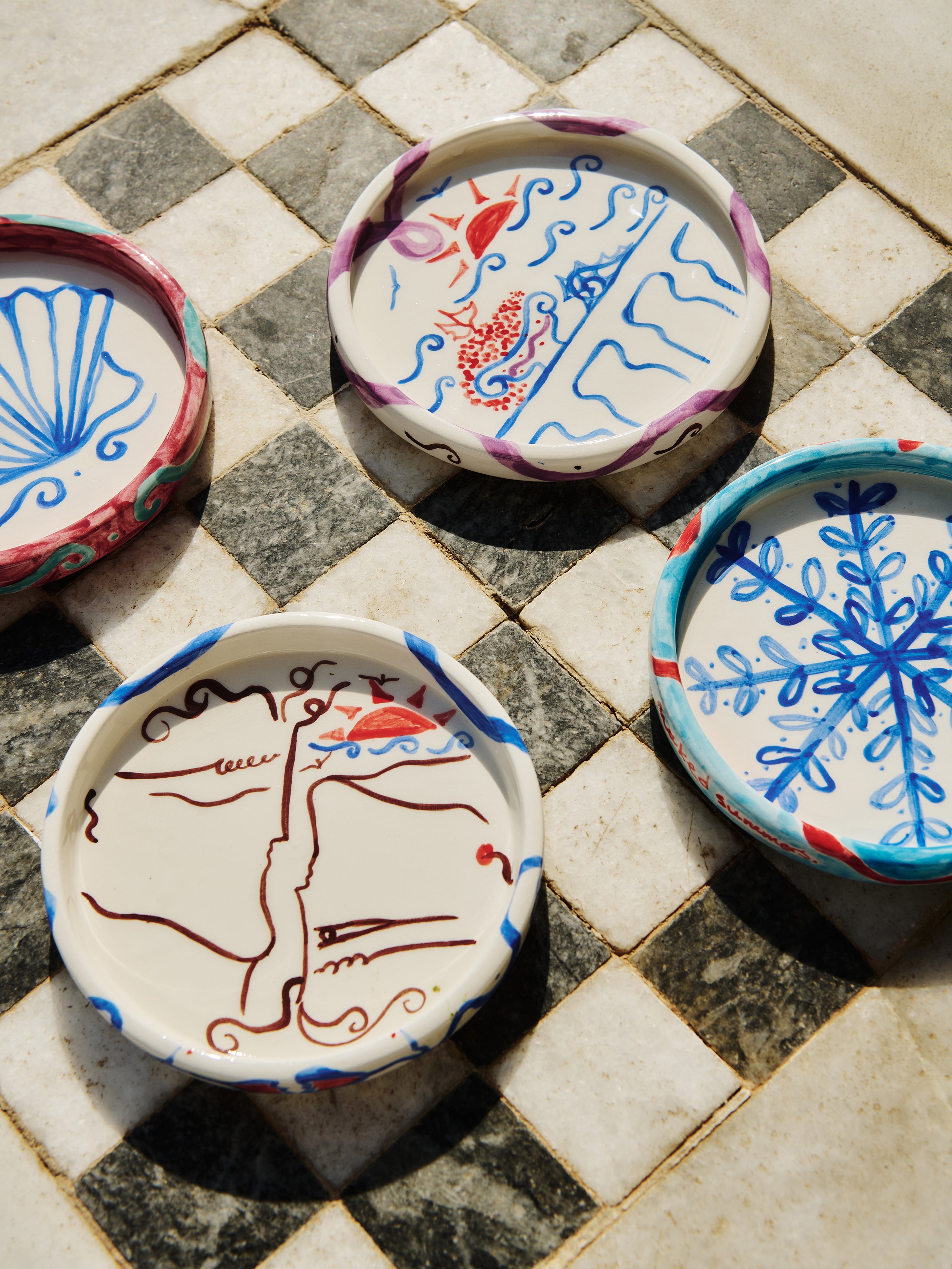SMALL CERAMIC PLATES - SET OF 4 OR SINGLES