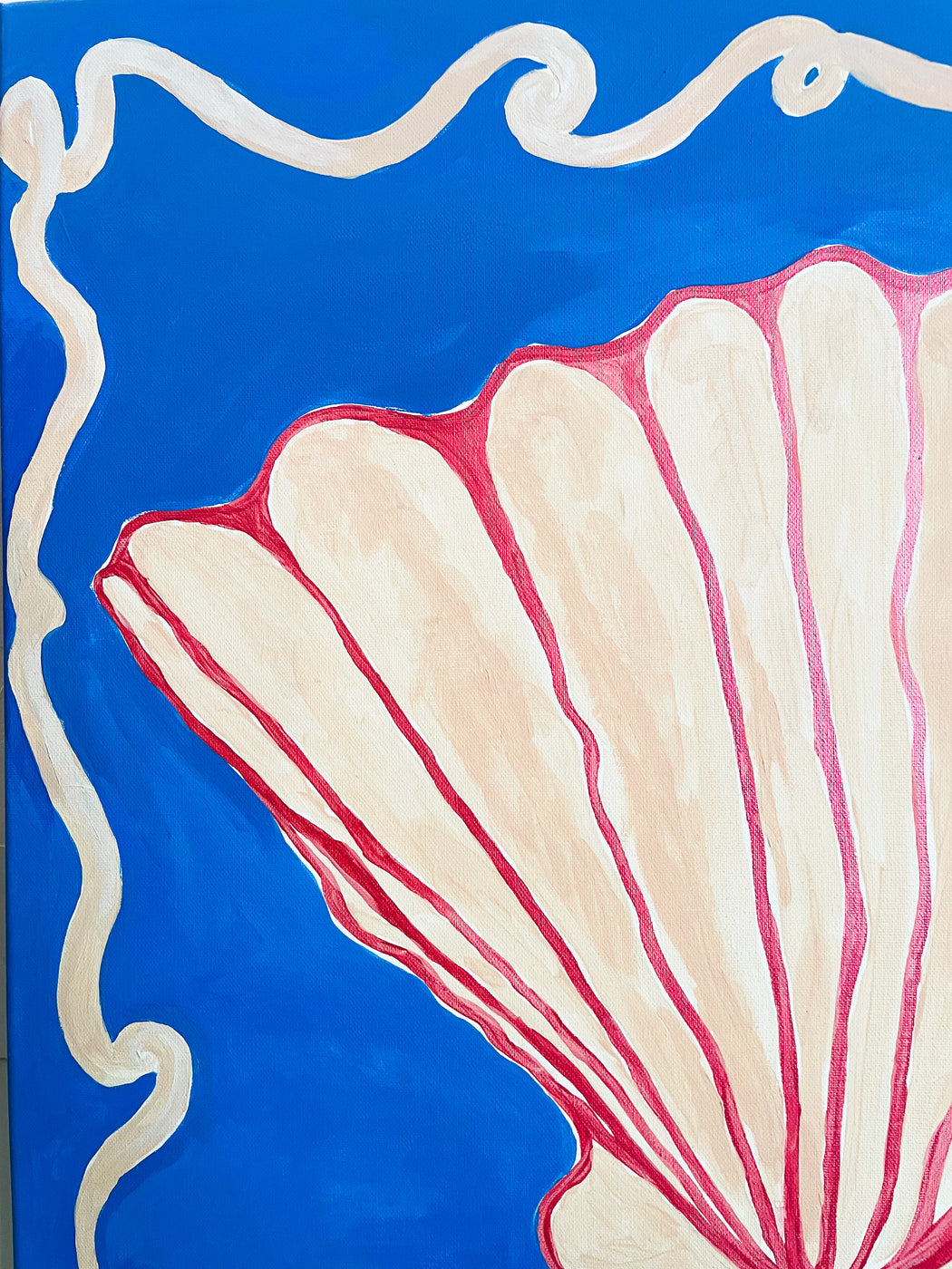 SHELLS IN BLUE - PAINTING ON CANVAS 120 X 70 CM