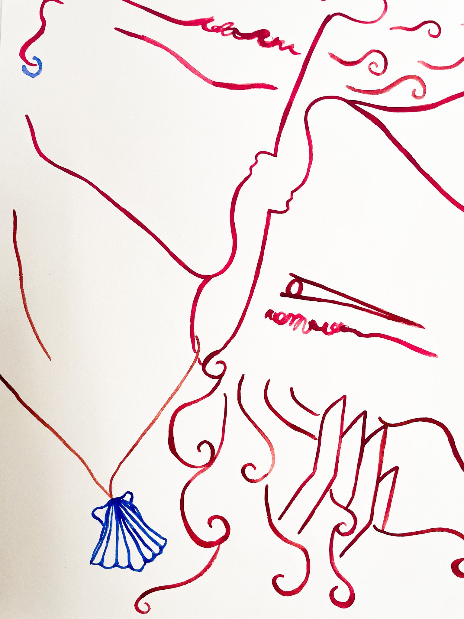 THE KISS - WATERCOLOUR ON FINE ART PAPER 50 X 70 CM