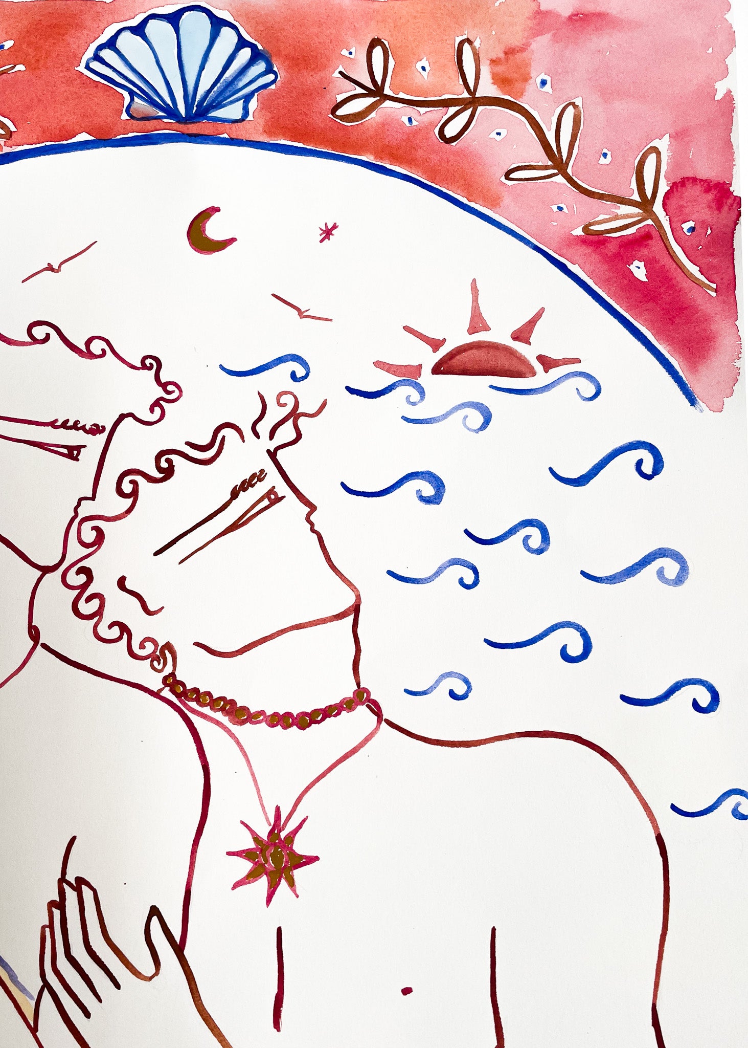 EROS & PSYCHE - WATERCOLOUR ON FINE ART PAPER 50 X 70 CM