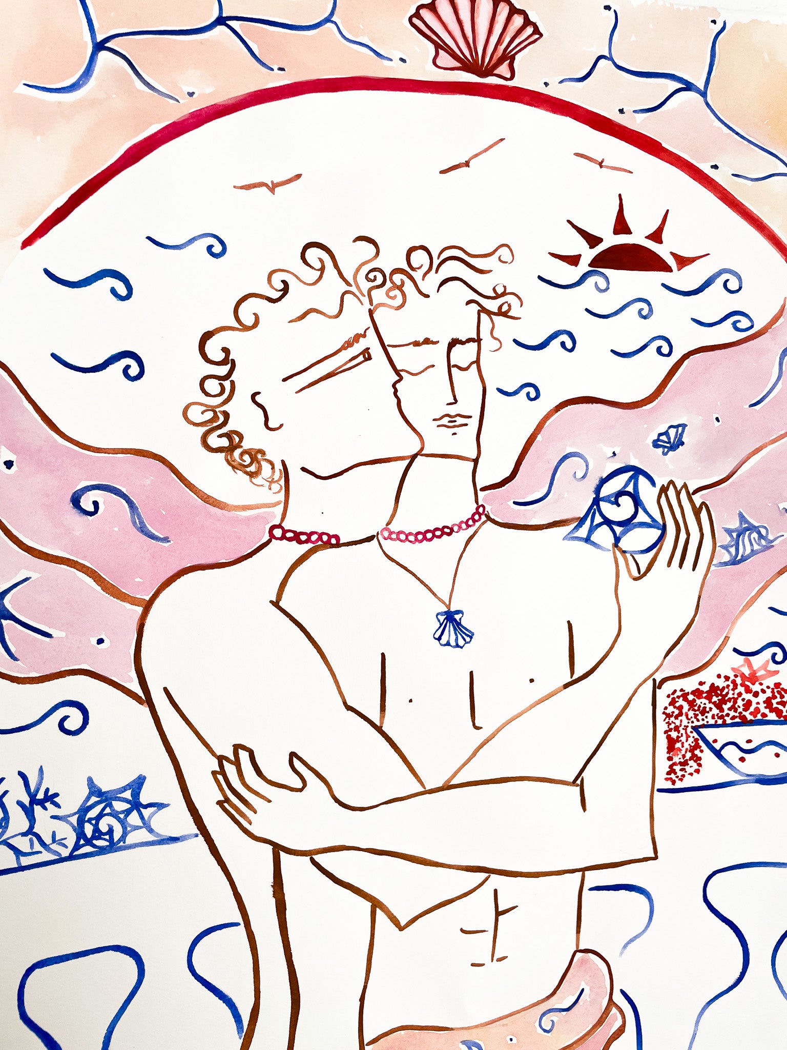 SUMMER ANGELS - WATERCOLOUR ON FINE ART PAPER 50 X 70 CM