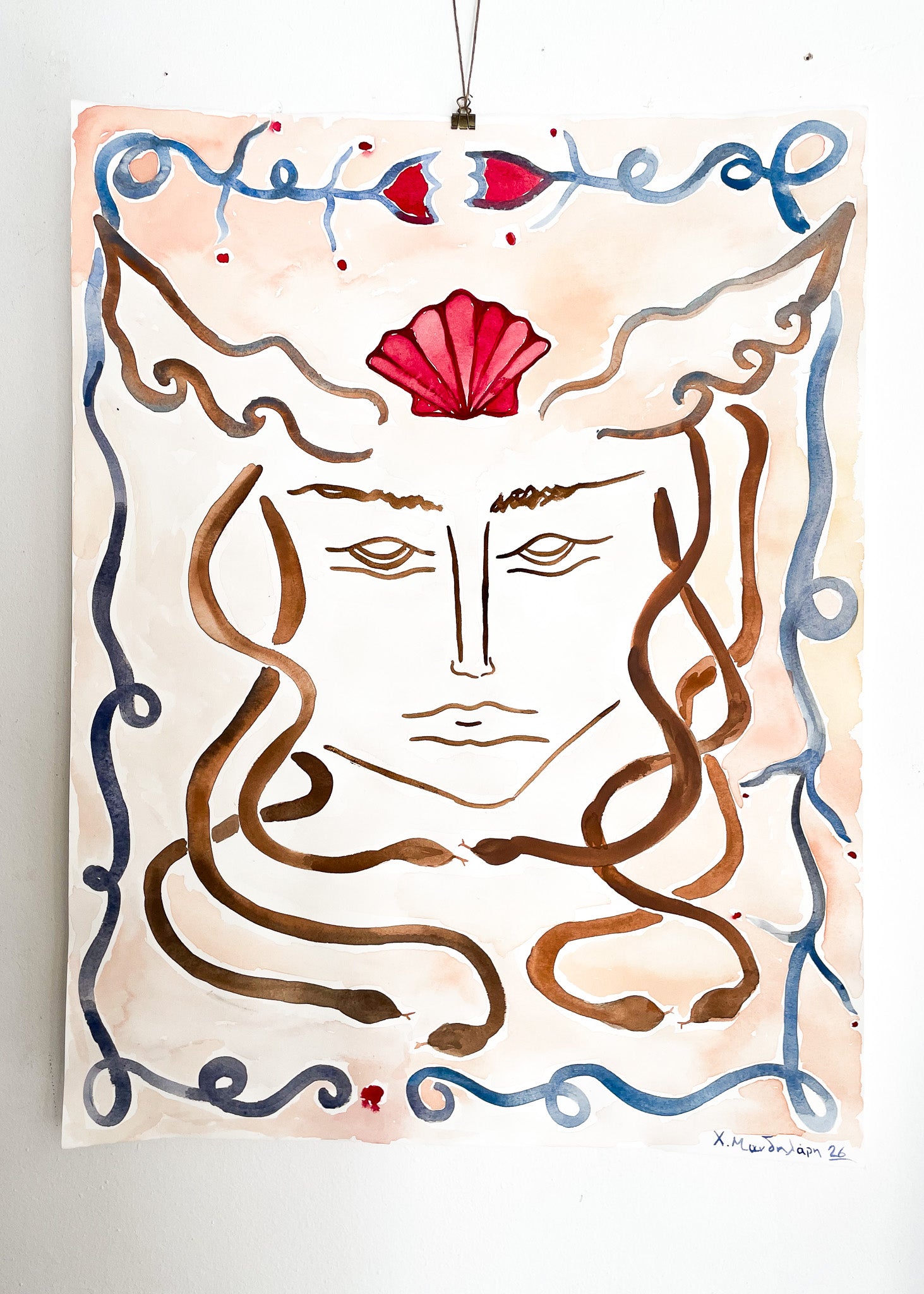 MEDUSA - WATERCOLOUR ON FINE ART PAPER 50 X 70 CM