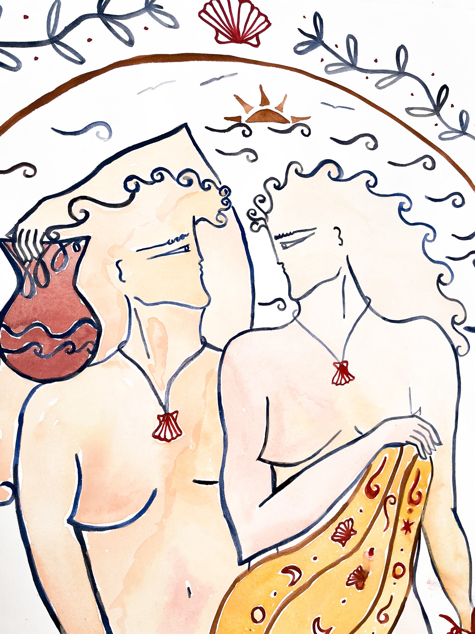 AFTERNOON WALK - WATERCOLOUR ON FINE ART PAPER 50 X 70 CM