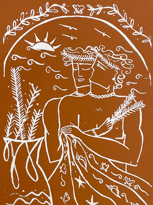 SUNSET HUG - SILKSCREEN PRINTED POSTER 50 X 70CM TERRACOTA